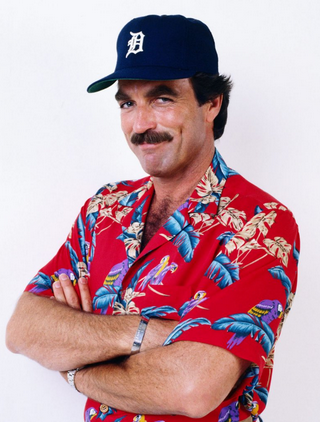 The classic Magnum PI, Tom Selleck, cap, hawaiian shirt, colorful ...