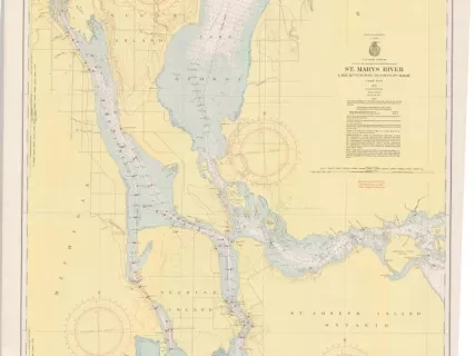 Chart, Navigational - St. Mary's River,
Lake Munuscong to Sault Ste. Marie