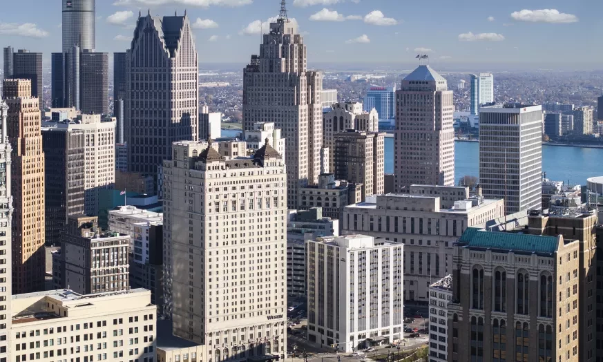 Book Cadillac aerial image